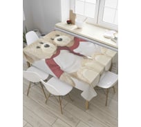 Прямоугольная скатерть JoyArty Пара мишек из сатена tc_8029_120x145