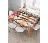 Прямоугольная скатерть JoyArty Лес на озере из сатена tc_2379_120x145