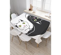 Прямоугольная скатерть JoyArty Коты Инь и ян из сатена tc_18575_120x145
