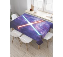 Прямоугольная скатерть JoyArty Космический бой из сатена tc_23714_120x145