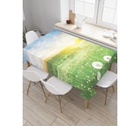 Прямоугольная скатерть JoyArty Одуванчики на лугу из сатена tc_29322_120x145