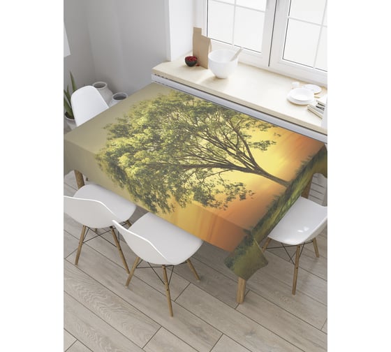 Прямоугольная скатерть JoyArty Одинокое дерево на закате из сатена tc_27940_120x145 1