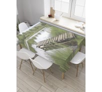 Прямоугольная скатерть JoyArty Озерный мостик из сатена tc_9156_120x145