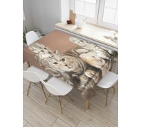 Прямоугольная скатерть JoyArty Кошачья мама из сатена tc_9639_120x145