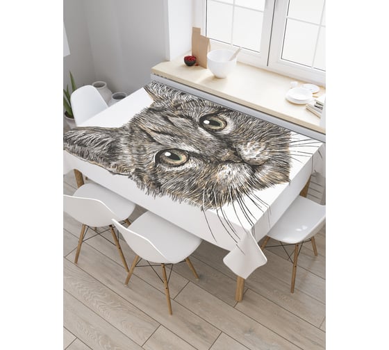 Прямоугольная скатерть JoyArty Кошачий взгляд из сатена tc_26303_120x145 1