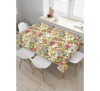 Прямоугольная скатерть JoyArty Осенняя рябина с перьями из сатена tc_38369_120x145