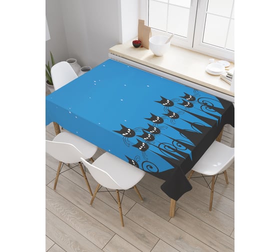 Прямоугольная скатерть JoyArty Ночные коты из сатена tc_38821_120x145 1