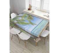 Прямоугольная скатерть JoyArty Пальмы и пляж из сатена tc_8618_120x145