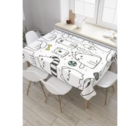 Прямоугольная скатерть JoyArty Кошачий распорядок из сатена tc_28532_120x145