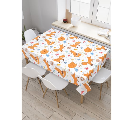 Прямоугольная скатерть JoyArty Лисы на полянке из сатена tc_58657_120x145 1