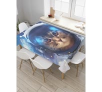Прямоугольная скатерть JoyArty Котик в космосе из сатена tc_6851_120x145
