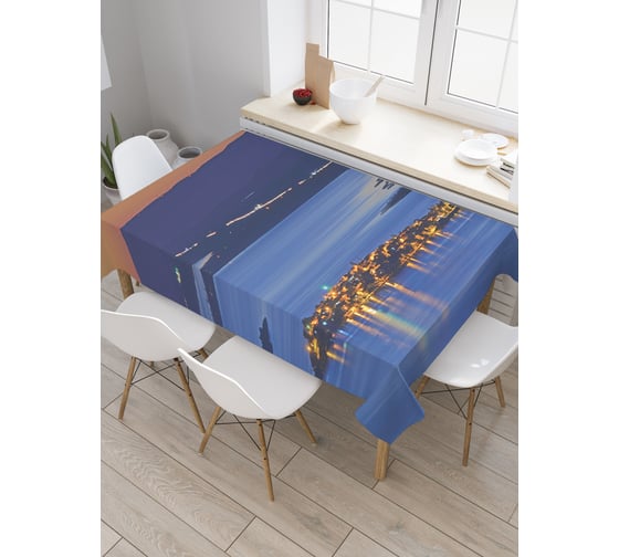 Прямоугольная скатерть JoyArty Ночной остров из сатена tc_20854_120x145