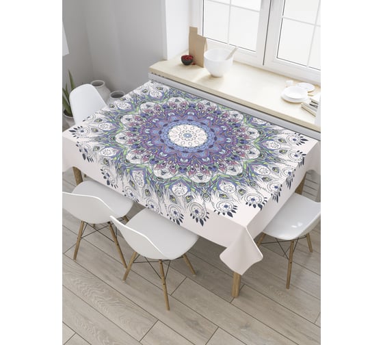 Прямоугольная скатерть JoyArty Мандала с перьями из сатена tc_8772_120x145 1