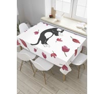 Прямоугольная скатерть JoyArty Кот в маках из сатена tc_32925_120x145