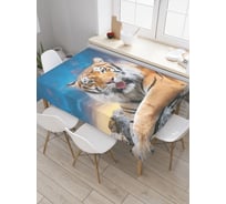 Прямоугольная скатерть JoyArty Любопытный тигр из сатена tc_38679_120x145
