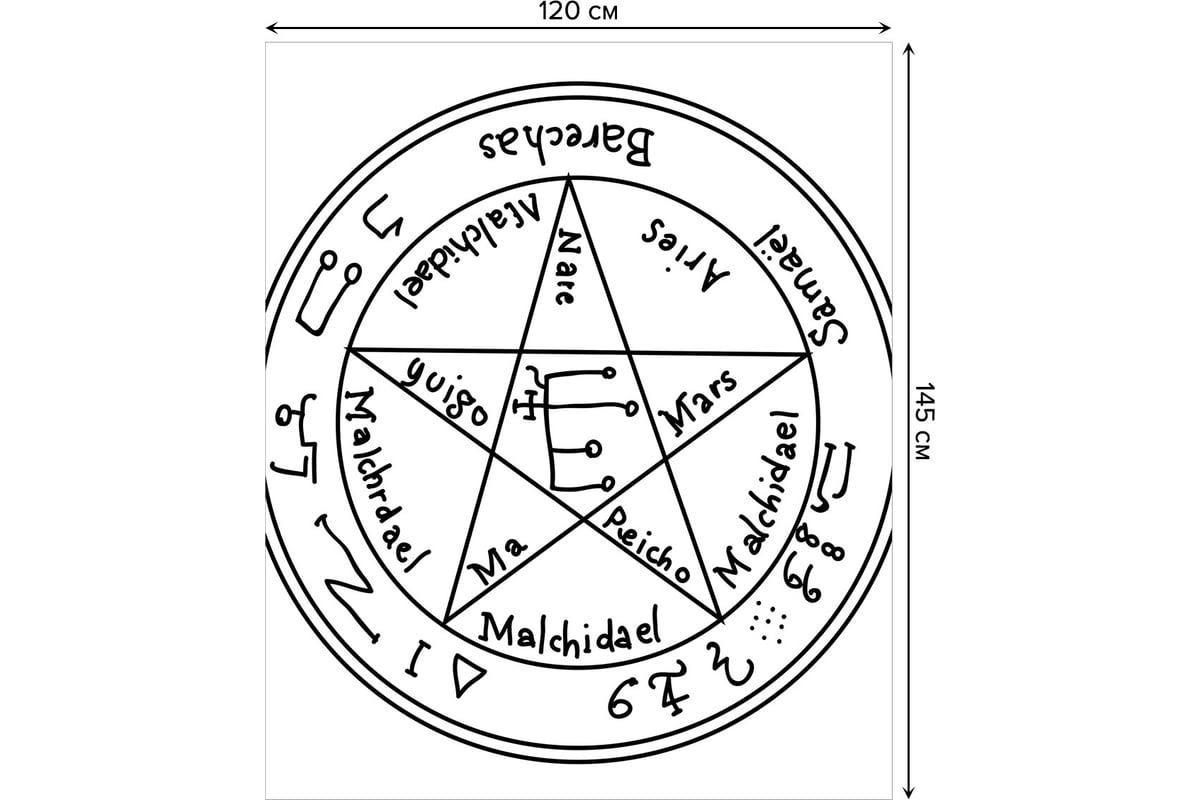 Прямоугольная скатерть JoyArty Пентаграмма божества из сатена  tc_19377_120x145