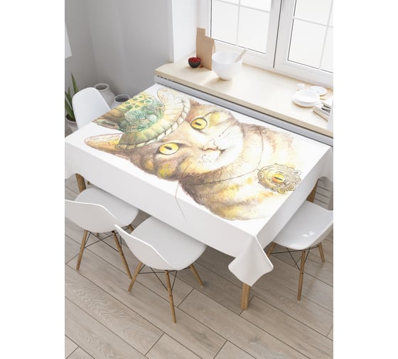 Прямоугольная скатерть JoyArty Кот-волшебник из сатена tc_21376_120x145 1