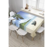 Прямоугольная скатерть JoyArty Лодка на песке из сатена tc_32217_120x145