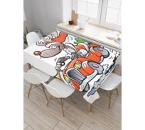 Прямоугольная скатерть JoyArty Олень доставляет елку из сатена tc_24121_120x145