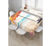 Прямоугольная скатерть JoyArty Ноутбук на пляже из сатена tc_4642_120x145