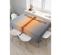 Прямоугольная скатерть JoyArty Озерный пейзаж из сатена tc_18440_120x145