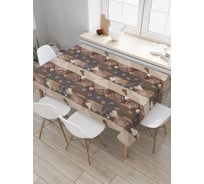 Прямоугольная скатерть JoyArty Кофейные полосы из сатена tc_29941_120x145