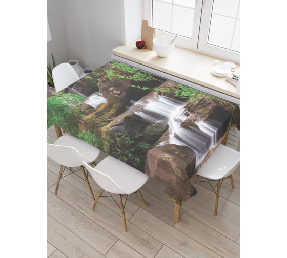 Прямоугольная скатерть JoyArty Лесной водопад из сатена tc_20948_120x145 1
