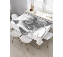 Прямоугольная скатерть JoyArty Котик с клубком из сатена tc_32183_120x145