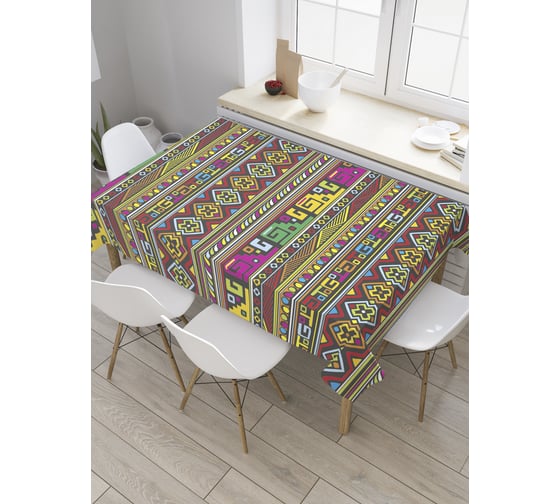 Прямоугольная скатерть JoyArty Перуанский орнамент из сатена tc_28211_120x145 1