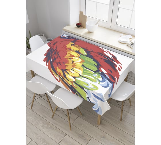 Прямоугольная скатерть JoyArty Пестрый попугай из сатена tc_27676_120x145 1
