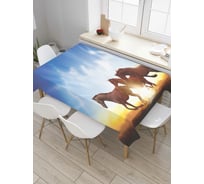 Прямоугольная скатерть JoyArty Лошадиные игры из сатена tc_7141_120x145
