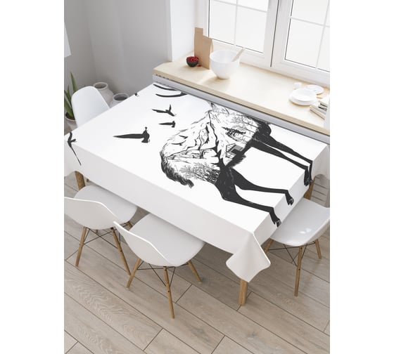 Прямоугольная скатерть JoyArty Олений рисунок из сатена tc_24112_120x145 1