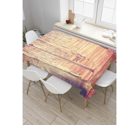 Прямоугольная скатерть JoyArty Короткая лесная дорога из сатена tc_6520_120x145 1