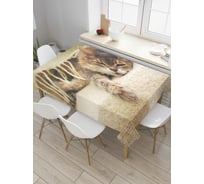 Прямоугольная скатерть JoyArty Кошачий комфорт из сатена tc_9642_120x145