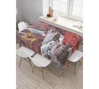 Прямоугольная скатерть JoyArty Осеннее течение из сатена tc_19640_120x145