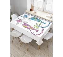 Прямоугольная скатерть JoyArty Кошачья комбинация из сатена tc_9651_120x145
