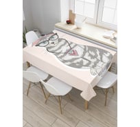 Прямоугольная скатерть JoyArty Котик в косынке из сатена tc_37250_120x145