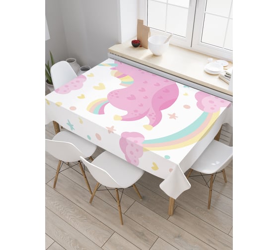 Прямоугольная скатерть JoyArty Парящий единорог из сатена tc_19104_120x145 1