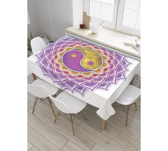 Прямоугольная скатерть JoyArty Мандала противоположностей из сатена tc_35464_120x145 1