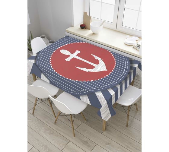 Прямоугольная скатерть JoyArty Нашивка с якорем из сатена tc_8326_120x145 1