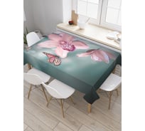 Прямоугольная скатерть JoyArty Орхидеи с бабочками из сатена tc_30172_120x145