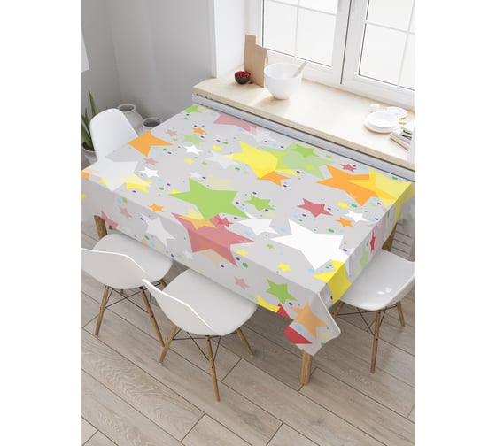 Прямоугольная скатерть JoyArty Пестрый звездопад из сатена tc_33072_120x145 1