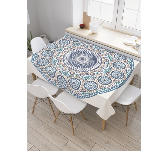 Прямоугольная скатерть JoyArty Круговое цветение из сатена tc_14014_120x145 1