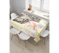 Прямоугольная скатерть JoyArty Пес любитель цветов из сатена tc_7437_120x145