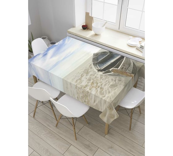 Прямоугольная скатерть JoyArty Лодочка у моря из сатена tc_8536_120x145 1