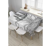 Прямоугольная скатерть JoyArty Кракен и корабль из сатена tc_7989_120x145