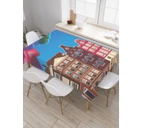 Прямоугольная скатерть JoyArty Облачные крыши из сатена tc_26100_120x145