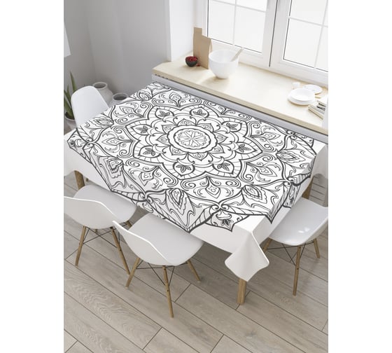 Прямоугольная скатерть JoyArty Махровая мандала из сатена tc_32606_120x145 1