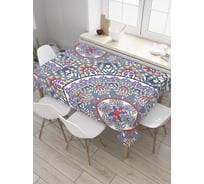 Прямоугольная скатерть JoyArty Орнаменты в кругах из сатена tc_31353_120x145