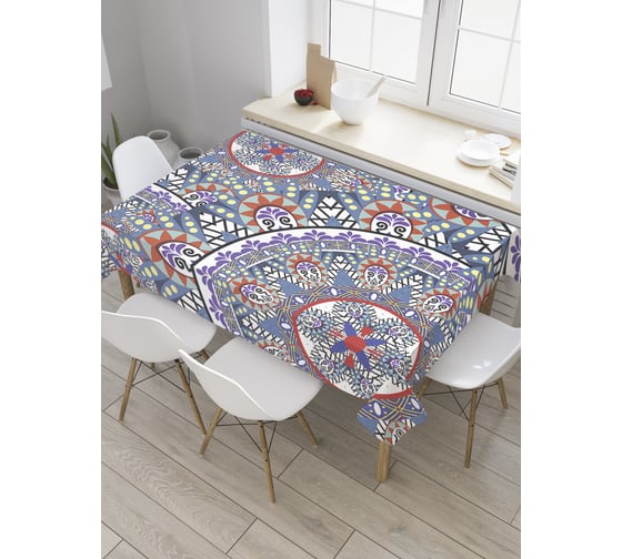 Прямоугольная скатерть JoyArty Орнаменты в кругах из сатена tc_31353_120x145 1